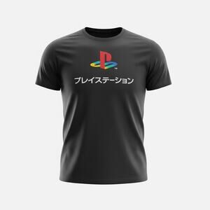 PlayStation Logo Graphic T-Shirt Black Size L Official Licensed